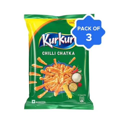 Kurkure Chilli Chatka Crisps Pack of 3