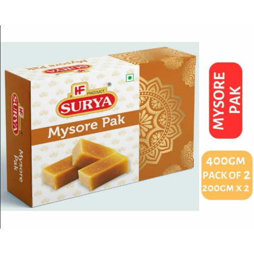 HF, Surya 400g Mysore Pak(Pack Of 2; 200g x 2) |Indian Sweet HF, Surya 400g Mysore Pak(Pack Of 2; 200g x 2) |Indian Sweet