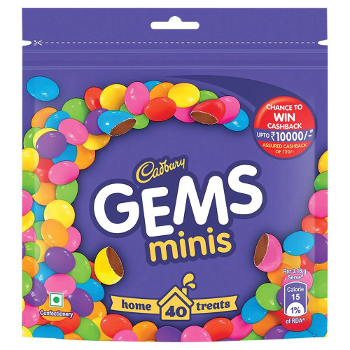 Cadbury Gems Minis Home Treats 126.4 g (Pack of 40) Cadbury Gems Minis Home Treats 126.4 g (Pack of 40)